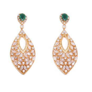 Nickel-Free Gold Plated CZ Stone Seated Designer Earrings 
